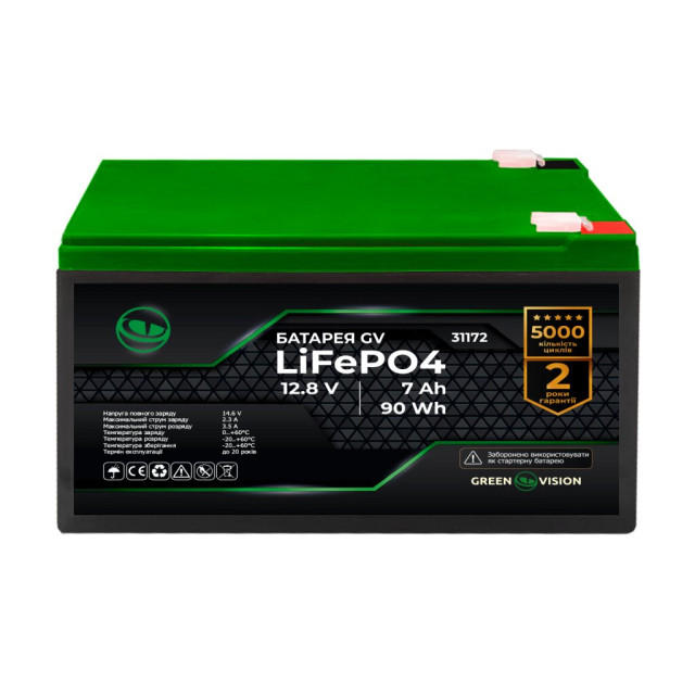 Акумулятор GV LiFePO4 12,8V - 7Ah (90Wh) Акумулятор GV LiFePO4 12,8V - 7Ah (90Wh)