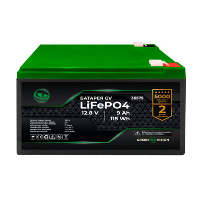 Аккумулятор GV LiFePO4 12V (12,8V) - 9 Ah (115 Wh) Аккумулятор GV LiFePO4 12V (12,8V) - 9 Ah (115 Wh)