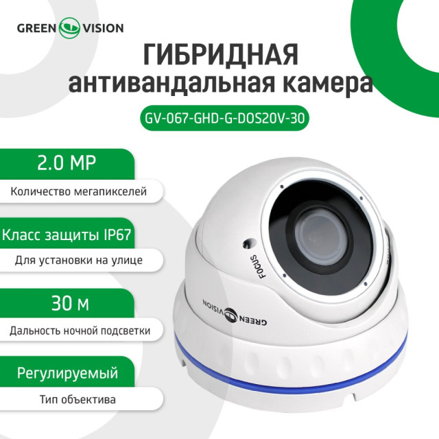 Гибридная антивандальная камера GV-067-GHD-G-DOS20V-30 1080P