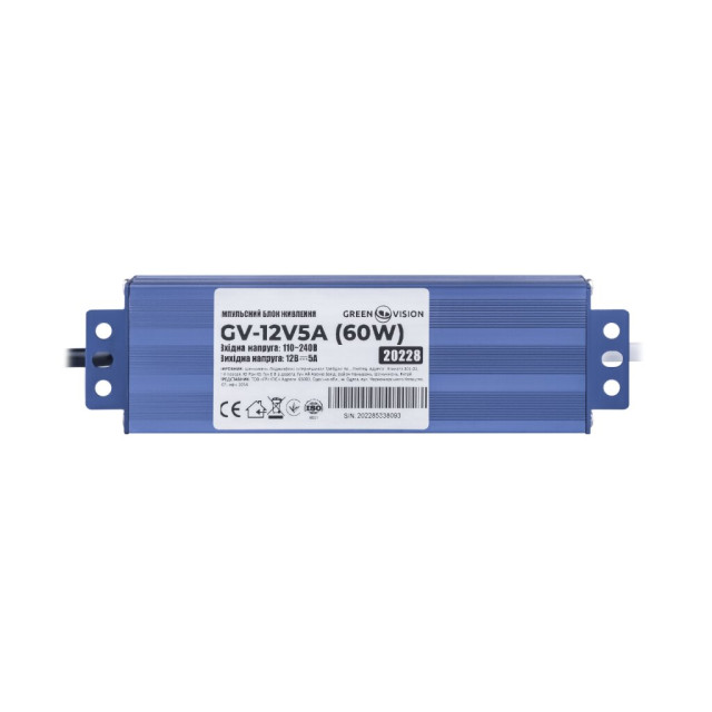 Імпульсний блок живлення герметичний GV-12V5А (60W) Імпульсний блок живлення герметичний GV-12V5А (60W)