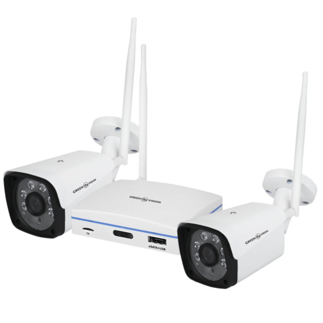 Комплект видеонаблюдения беспроводной Wi-Fi на 2 камеры 3MP GreenVision GV-IP-K-W57/02 (Lite) Комплект видеонаблюдения беспроводной Wi-Fi на 2 камеры 3MP GreenVision GV-IP-K-W57/02 (Lite)
