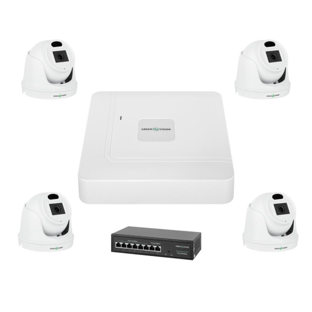 Комплект видеонаблюдения на 4 IP камеры 3MP для улицы GreenVision GV-IP-K-W70/04 Комплект видеонаблюдения на 4 IP камеры 3MP для улицы GreenVision GV-IP-K-W70/04