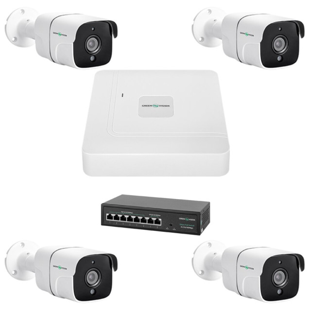 Комплект відеоспостереження на 4 камери GV-IP-K-W75/04 5MP Комплект відеоспостереження на 4 камери GV-IP-K-W75/04 5MP