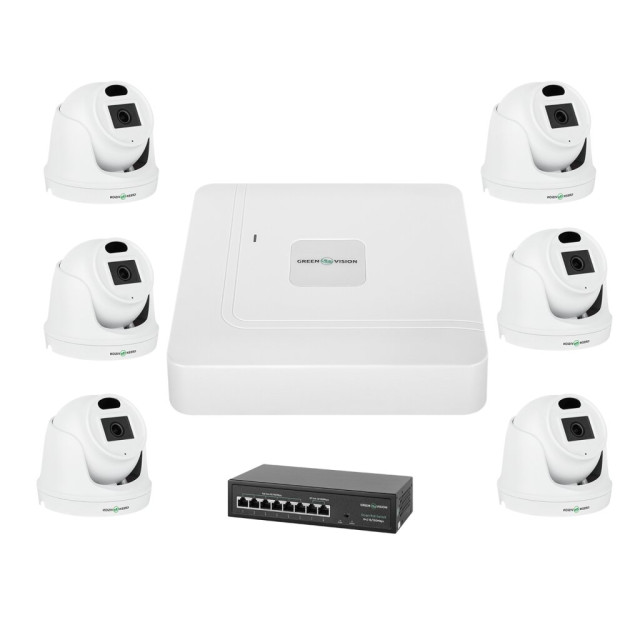 Комплект відеоспостереження на 6 IP камери 3MP для вулиці GreenVision GV-IP-K-W71/06 Комплект відеоспостереження на 6 IP камери 3MP для вулиці GreenVision GV-IP-K-W71/06