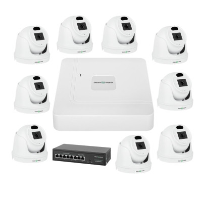 Комплект видеонаблюдения на 9 IP камеры 3MP для улицы GreenVision GV-IP-K-W72/09 Комплект видеонаблюдения на 9 IP камеры 3MP для улицы GreenVision GV-IP-K-W72/09