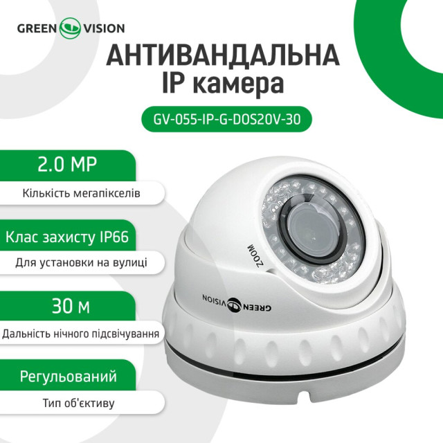 Камера видеонаблюдения уличная IP антивандальная GV-055-IP-G-DOS20V-30