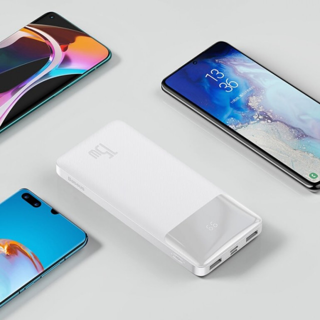 Зовнішній акумулятор Baseus Bipow Digital 15W 10000mAh Білий (PPDML-I02)