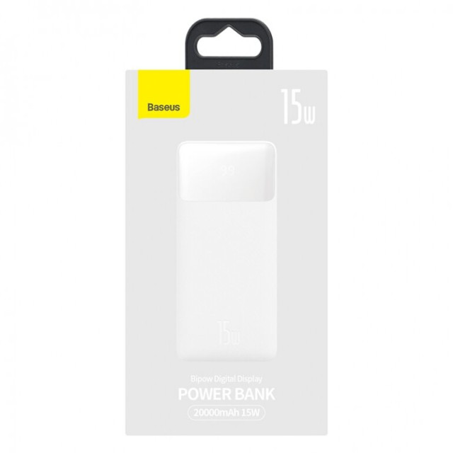 Внешний Aккумулятор Baseus Bipow Digital 15W 20000mAh Белый (PPDML-J02)
