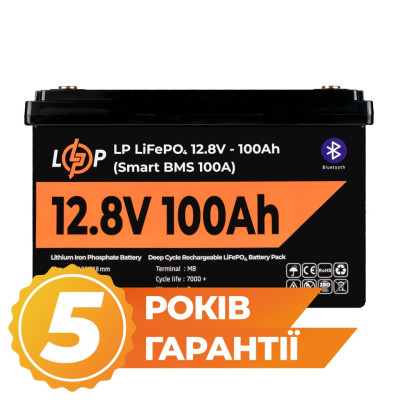 Аккумулятор LogicPower LP LiFePO4 12V (12,8V) - 100 Ah (1280Wh) (Smart BMS 100А) с BT пластик Аккумулятор LogicPower LP LiFePO4 12V (12,8V) - 100 Ah (1280Wh) (Smart BMS 100А) с BT пластик