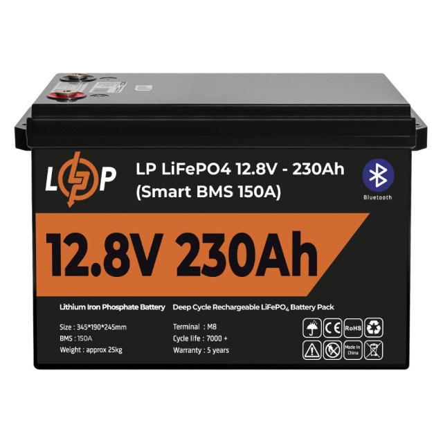 Акумулятор LogicPower LP LiFePO4 12V (12,8V) - 230 Ah (2944Wh) (Smart BMS 150А) з BT пластик