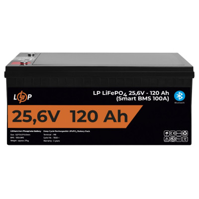 Аккумулятор LogicPower LP LiFePO4 25,6V - 120 Ah (3072Wh) (Smart BMS 100А) с BT пластик для ИБП Аккумулятор LogicPower LP LiFePO4 25,6V - 120 Ah (3072Wh) (Smart BMS 100А) с BT пластик для ИБП