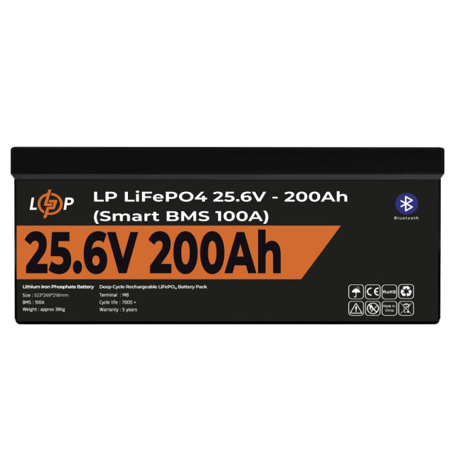 Аккумулятор LogicPower LP LiFePO4 24V (25,6V) - 200 Ah (5120Wh) (Smart BMS 100А) с BT пластик