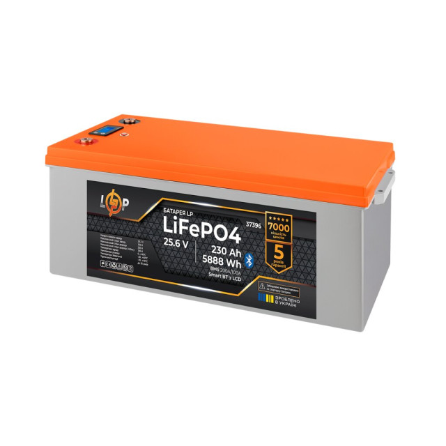 Аккумулятор LogicPower LP LiFePO4 25,6V - 230 Ah (5888Wh) (BMS 200A/100А) пластик LCD Smart BT Аккумулятор LogicPower LP LiFePO4 25,6V - 230 Ah (5888Wh) (BMS 200A/100А) пластик LCD Smart BT