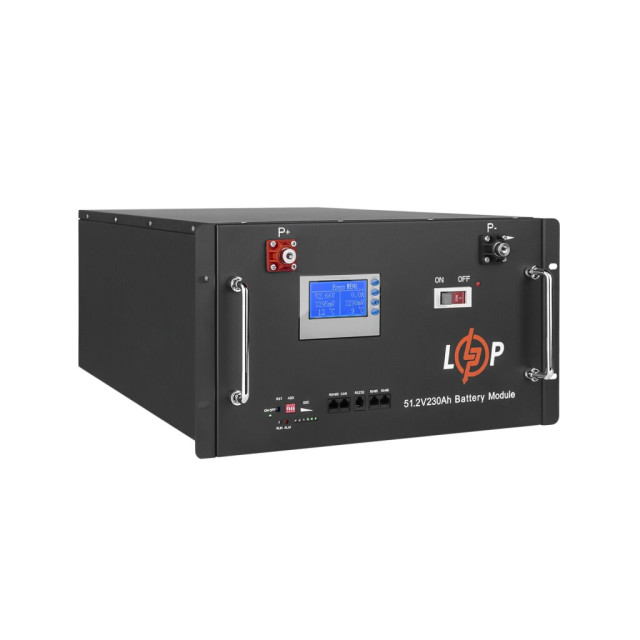 Акумулятор LogicPower LP LiFePO4 48V (51,2V) - 230 Ah (11776Wh) (Smart BMS 200A) з LCD RM RS485/CAN Акумулятор LogicPower LP LiFePO4 48V (51,2V) - 230 Ah (11776Wh) (Smart BMS 200A) з LCD RM RS485/CAN