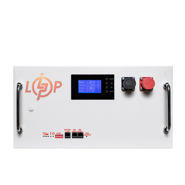 Акумулятор LogicPower LP LiFePO4 51,2V - 230 Ah (11776Wh) (BMS SP 200A/100A) RM RS485/CAN LCD WH Акумулятор LogicPower LP LiFePO4 51,2V - 230 Ah (11776Wh) (BMS SP 200A/100A) RM RS485/CAN LCD WH