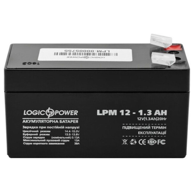 Акумулятор Logicpower AGM LPM 12 - 1.3 AH Акумулятор Logicpower AGM LPM 12 - 1.3 AH