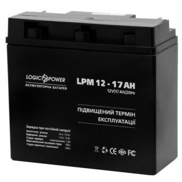 Акумулятор Logicpower AGM LPM 12 - 17 AH Акумулятор Logicpower AGM LPM 12 - 17 AH
