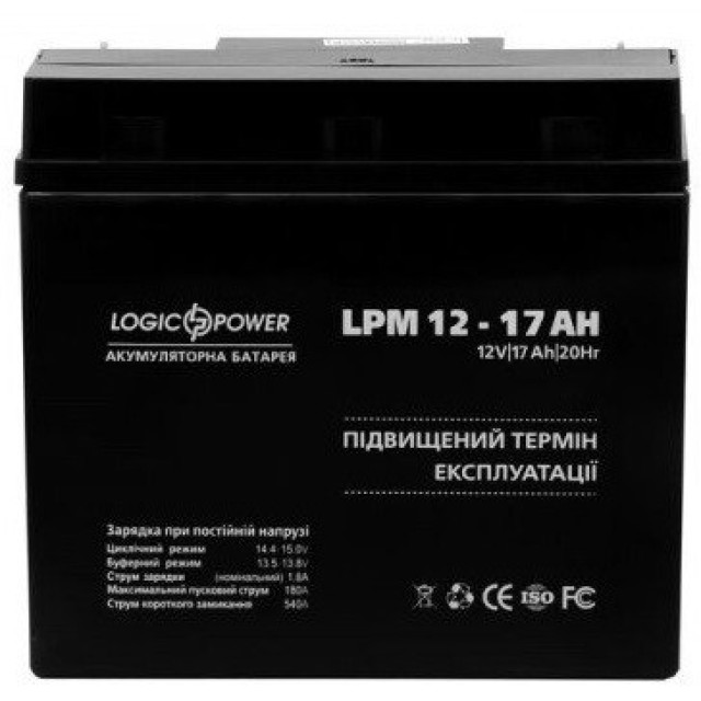 Акумулятор Logicpower AGM LPM 12 - 17 AH Акумулятор Logicpower AGM LPM 12 - 17 AH