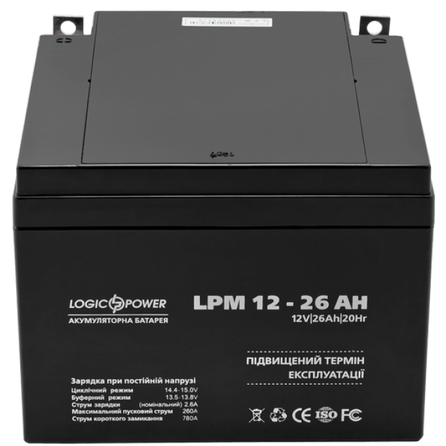 Акумулятор Logicpower AGM LPM 12 - 26 AH Акумулятор Logicpower AGM LPM 12 - 26 AH