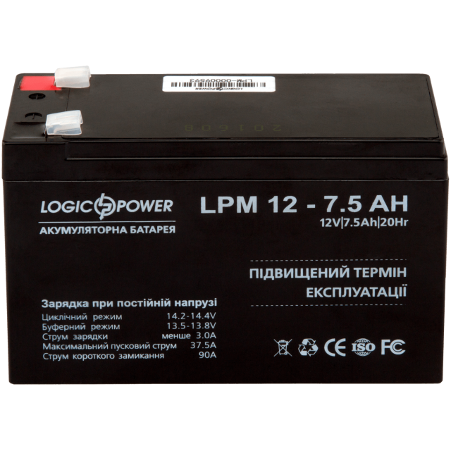 Акумулятор Logicpower AGM LPM 12 - 7,5 AH Акумулятор Logicpower AGM LPM 12 - 7,5 AH
