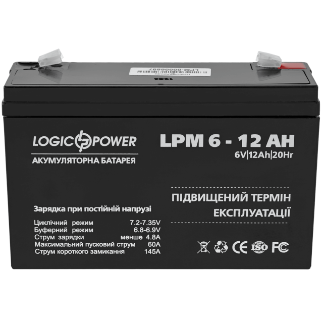 Акумулятор Logicpower AGM LPM 6-12 AH Акумулятор Logicpower AGM LPM 6-12 AH