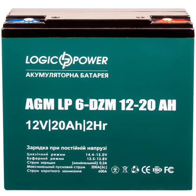 Тяговый свинцево-кислотный аккумулятор Logicpower LP 6-DZM-20