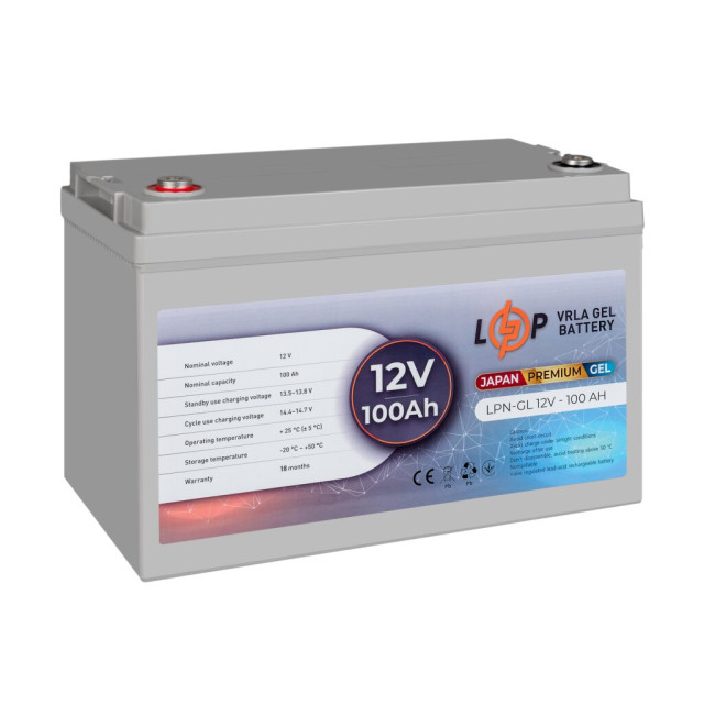 Акумулятор гелевий LogicPower LPN-GL 12V - 100 Ah (JAPAN) Акумулятор гелевий LogicPower LPN-GL 12V - 100 Ah (JAPAN)