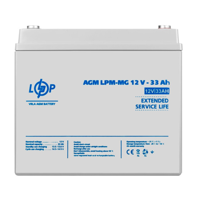 Акумулятор мультигелевий LogicPower LPM-MG 12V - 33 Ah + справа