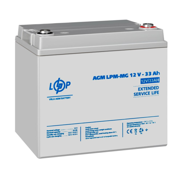 Акумулятор мультигелевий LogicPower LPM-MG 12V - 33 Ah + справа Акумулятор мультигелевий LogicPower LPM-MG 12V - 33 Ah + справа