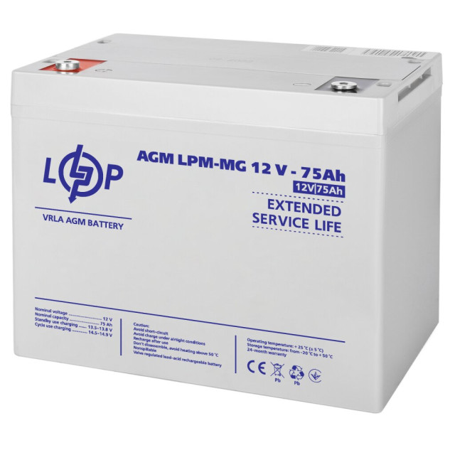 Акумулятор мультигелевий LogicPower LPM-MG 12V - 75 Ah Акумулятор мультигелевий LogicPower LPM-MG 12V - 75 Ah