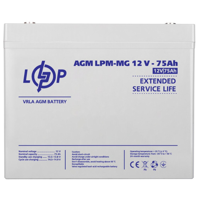 Акумулятор мультигелевий LogicPower LPM-MG 12V - 75 Ah Акумулятор мультигелевий LogicPower LPM-MG 12V - 75 Ah