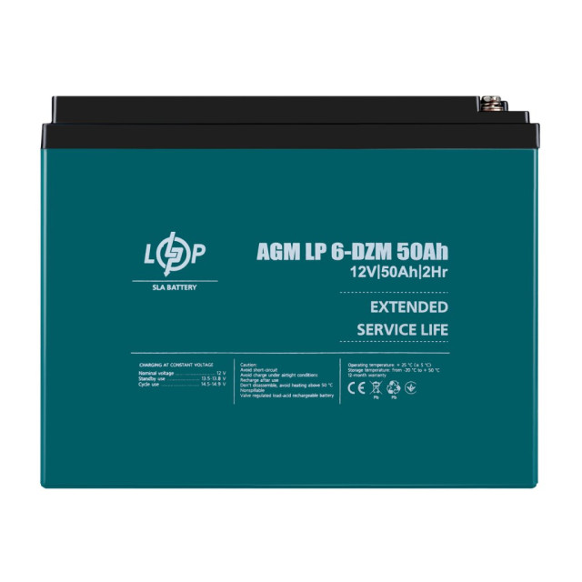 Тяговий свинцево-кислотний AGM акумулятор LogicPower LP 6-DZM-50 Ah