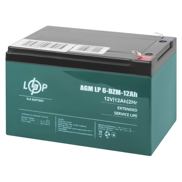 Тяговый свинцово-кислотный AGM аккумулятор LogicPower LP 6-DZM-12 Ah Тяговый свинцово-кислотный AGM аккумулятор LogicPower LP 6-DZM-12 Ah