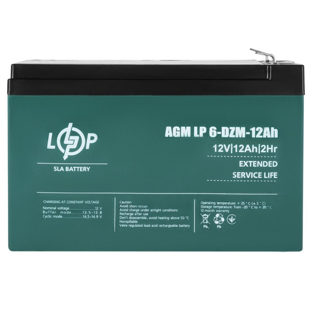 Тяговый свинцово-кислотный AGM аккумулятор LogicPower LP 6-DZM-12 Ah Тяговый свинцово-кислотный AGM аккумулятор LogicPower LP 6-DZM-12 Ah