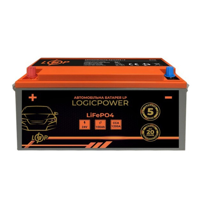 Автомобільний акумулятор Logicpower LiFePO4 BMS 1200 А, 25.6В, 100 Аг (24772) Автомобільний акумулятор Logicpower LiFePO4 BMS 1200 А, 25.6В, 100 Аг (24772)