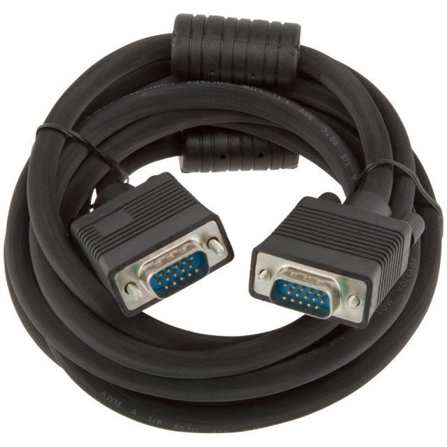 Кабель 3 м черный (с двумя ферритовыми кольцами) VGA-3.0BK Кабель 3 м черный (с двумя ферритовыми кольцами) VGA-3.0BK