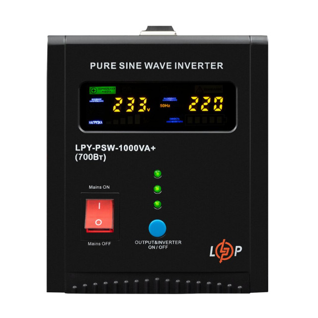 ИБП LogicPower LPY-PSW-1000VA+ (700Вт) 10A/20A с правильной синусоидой 12V ИБП LogicPower LPY-PSW-1000VA+ (700Вт) 10A/20A с правильной синусоидой 12V