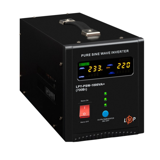ИБП LogicPower LPY-PSW-1000VA+ (700Вт) 10A/20A с правильной синусоидой 12V ИБП LogicPower LPY-PSW-1000VA+ (700Вт) 10A/20A с правильной синусоидой 12V