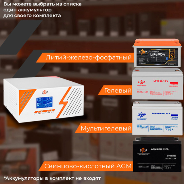 ИБП с правильной синусоидой 12V LogicPower LPM-PSW-1500VA (1050Вт) White ИБП с правильной синусоидой 12V LogicPower LPM-PSW-1500VA (1050Вт) White