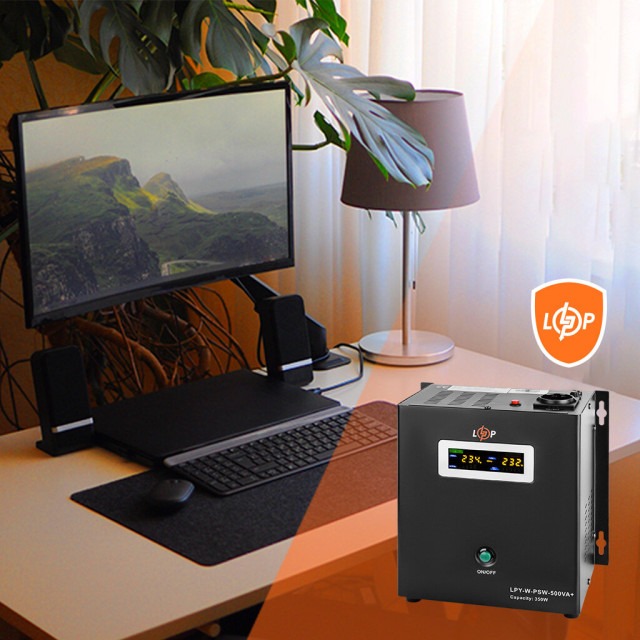 ДБЖ з правильною синусоїдою 12V LogicPower LPY-W-PSW-500VA+(350Вт)5A/10A ДБЖ з правильною синусоїдою 12V LogicPower LPY-W-PSW-500VA+(350Вт)5A/10A