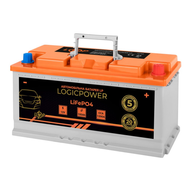 Автомобільний літієвий акумулятор LogicPower LP LiFePO4 12V - 100 Ah (+ праворуч) BMS 1200А Автомобільний літієвий акумулятор LogicPower LP LiFePO4 12V - 100 Ah (+ праворуч) BMS 1200А