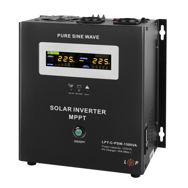 Сонячний інвертор (ДБЖ) LogicPower LPY-С-PSW-1500VA (1050Вт) MPPT 24V