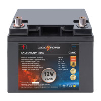 Акумулятор для автомобіля літієвий LogicPower LP LiFePO4 12V - 36 Ah (+ слева)