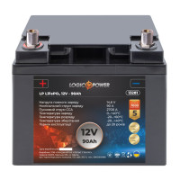 Аккумулятор для автомобиля литиевый LogicPower LP LiFePO4 12V - 90 Ah (+ слева)