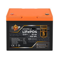 Акумулятор LogicPower LP LiFePO4 12,8V - 64 Ah (820Wh) (BMS 80A/40А) пластик для ДБЖ Акумулятор LogicPower LP LiFePO4 12,8V - 64 Ah (820Wh) (BMS 80A/40А) пластик для ДБЖ