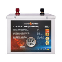 Аккумулятор LogicPower LP LiFePO4 12V (12,8V) - 90 Ah (1152Wh) (BMS 50A/25A) металл