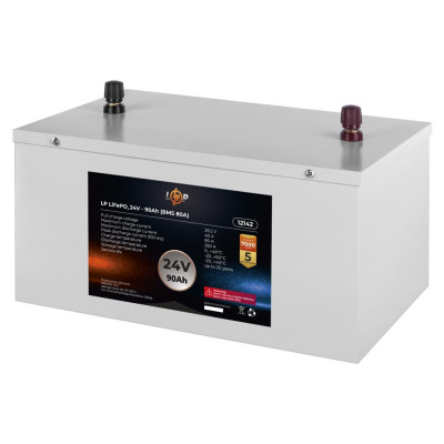 Аккумулятор LogicPower LP LiFePO4 24V (25,6V) - 90 Ah (2304Wh) (BMS 80A) металл Аккумулятор LogicPower LP LiFePO4 24V (25,6V) - 90 Ah (2304Wh) (BMS 80A) металл