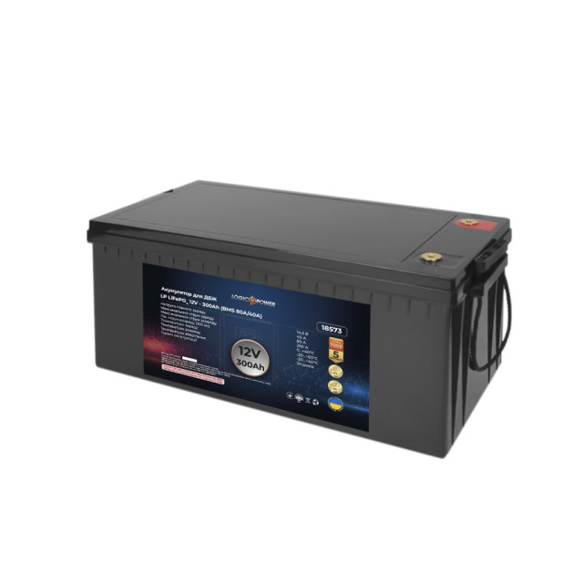 Аккумулятор LogicPower LP LiFePO4 для ИБП 12V - 300 Ah (BMS 80A/40А) пластик