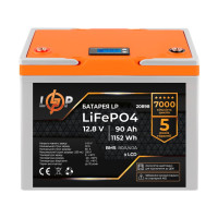 Акумулятор LogicPower LP LiFePO4 для ДБЖ LCD 12V (12,8V) - 90 Ah (1152Wh) (BMS 80A/40A) пластик Акумулятор LogicPower LP LiFePO4 для ДБЖ LCD 12V (12,8V) - 90 Ah (1152Wh) (BMS 80A/40A) пластик