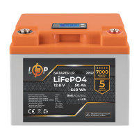 Акумулятор LogicPower LP LiFePO4 LCD 12V (12,8V) - 50 Ah (640Wh) (Smart BMS 60A/30А) пластик